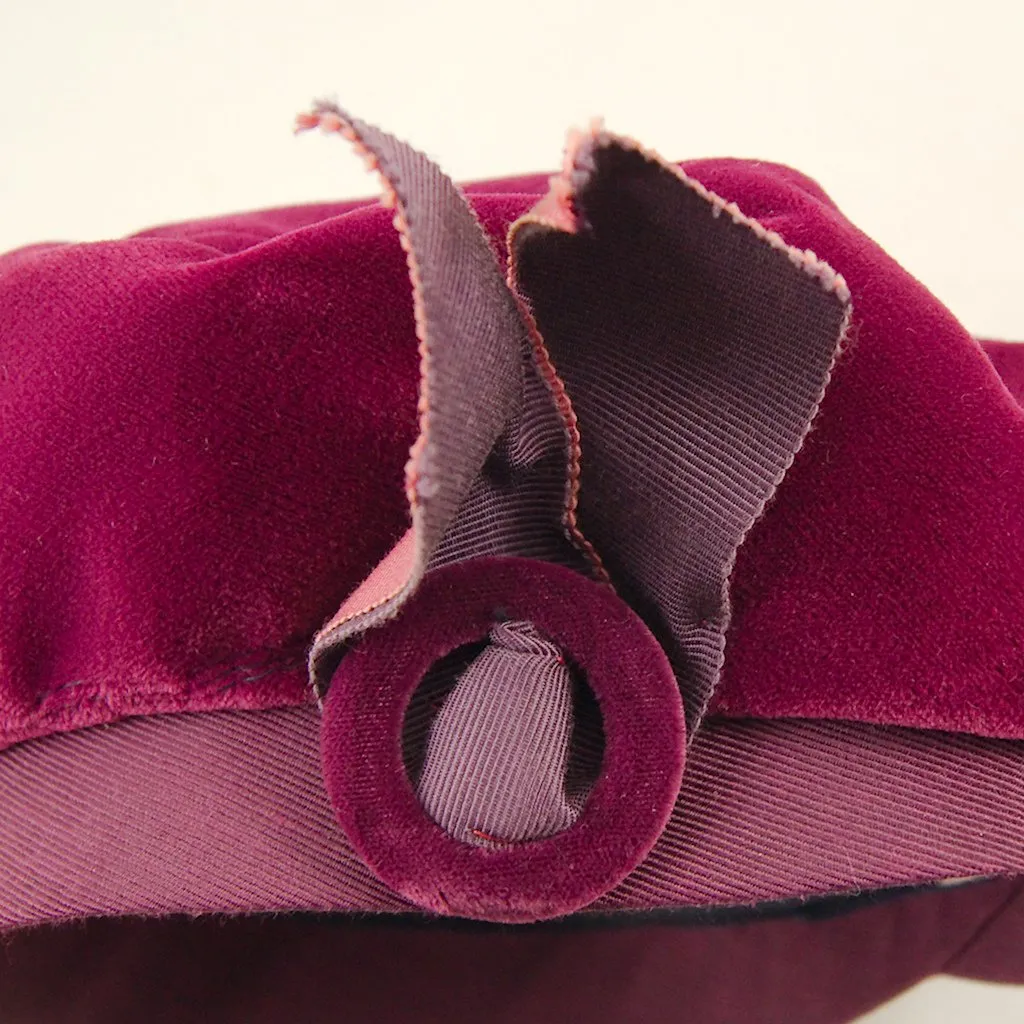 1950s Plum Velvet Beret Hat