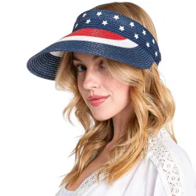 American Flag Roll Up Visor With Adjustable Elastic Band