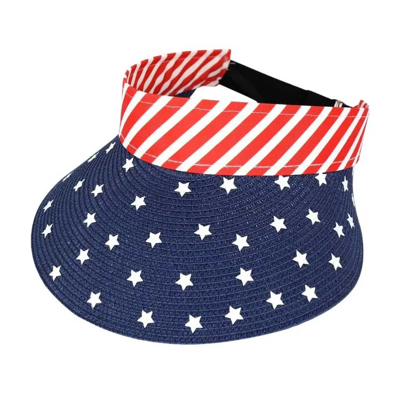 American Flag Roll Up Visor With Adjustable Elastic Band