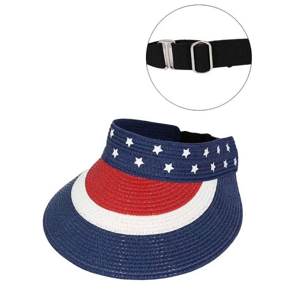 American Flag Roll Up Visor With Adjustable Elastic Band