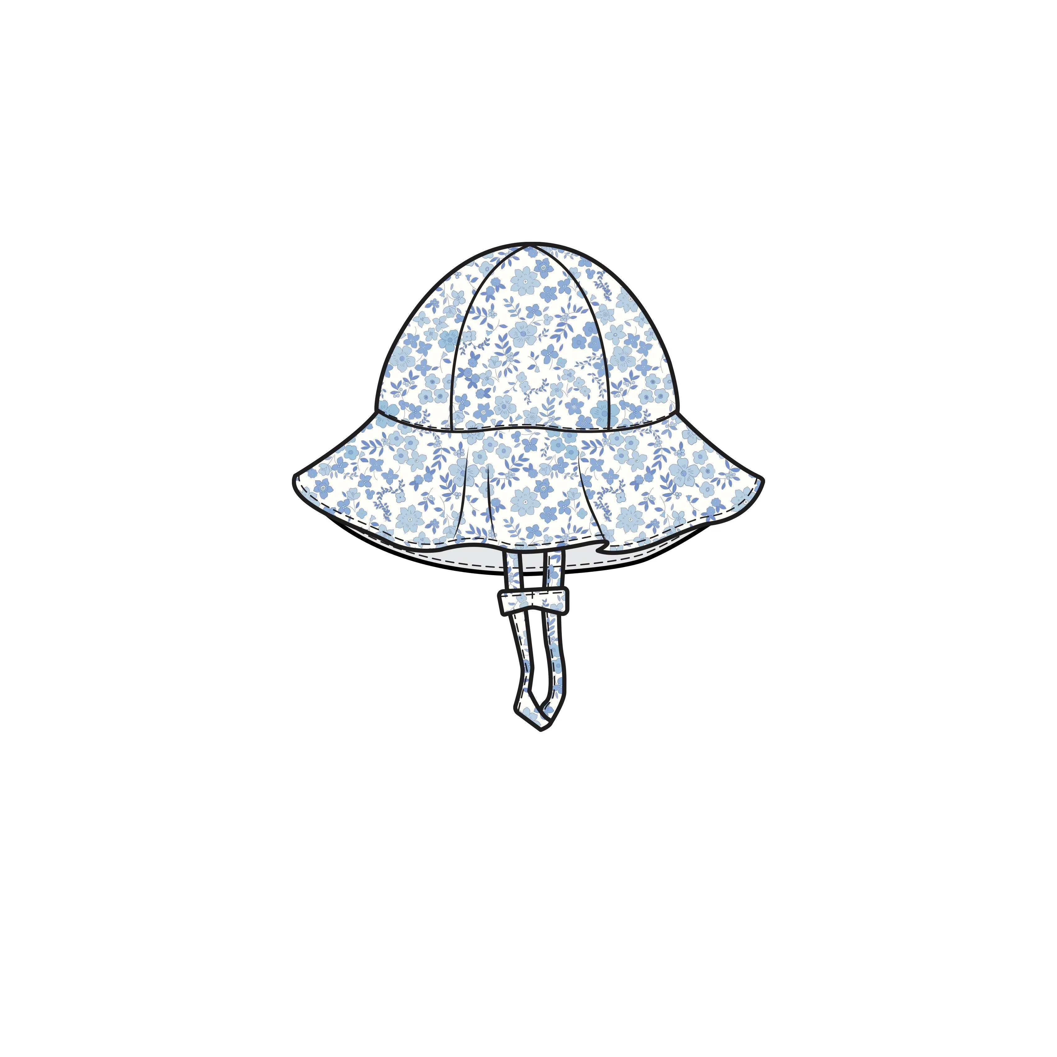 Angel Dear - Blue Calico Floral Sunhat