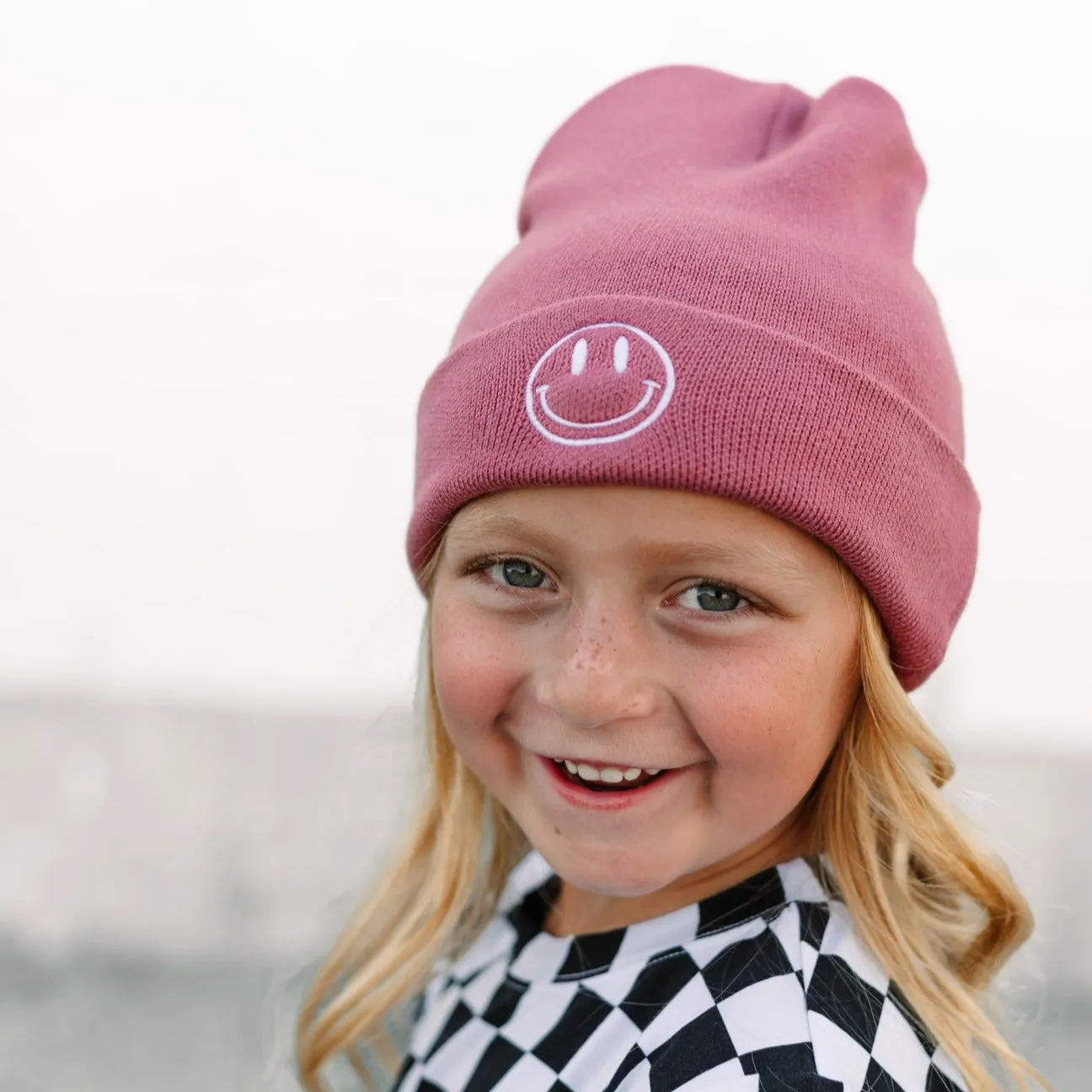 BAMBOO CUFF SMILE BEANIE- Mauve