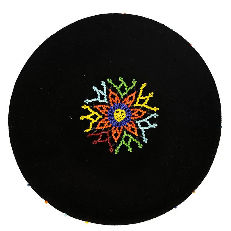 Beaded Beret Black