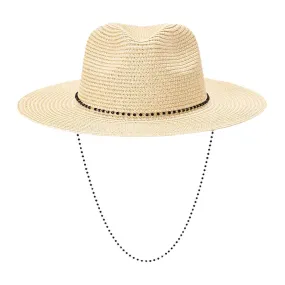 Beaded Chin Tie Straw Sun Hat