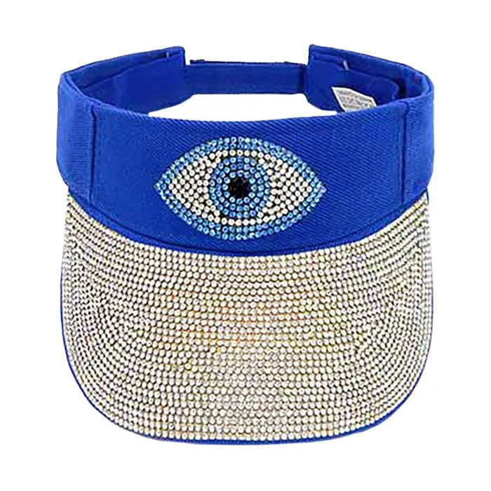 Bling Evil Eye Accented Visor Hat