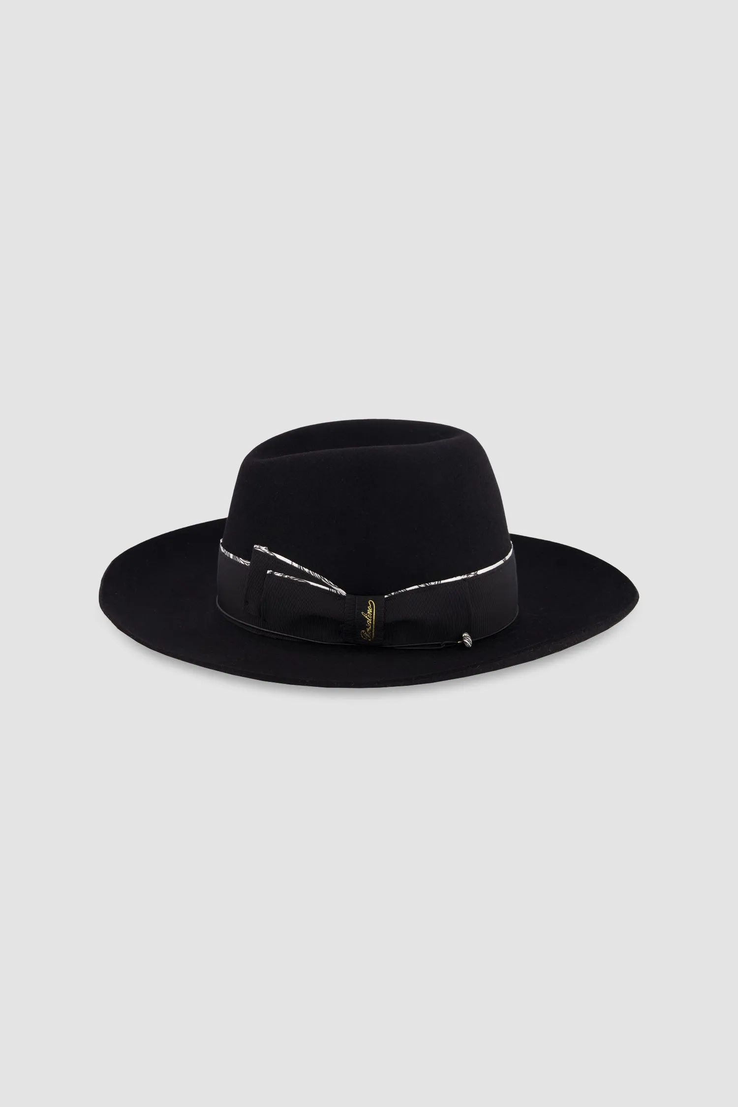 Borsalino Black Alessandria Rasato Tesa Larga Hat