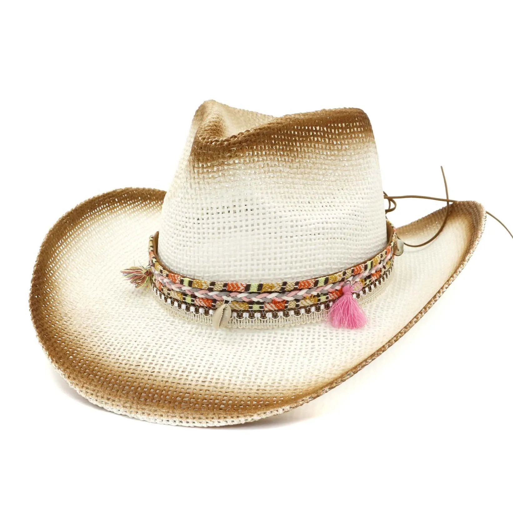 Brown Paper Straw Cowboy Hat