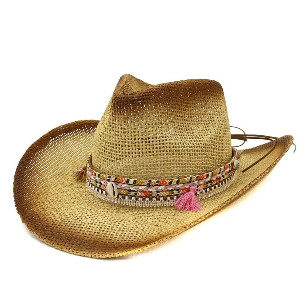 Brown Paper Straw Cowboy Hat