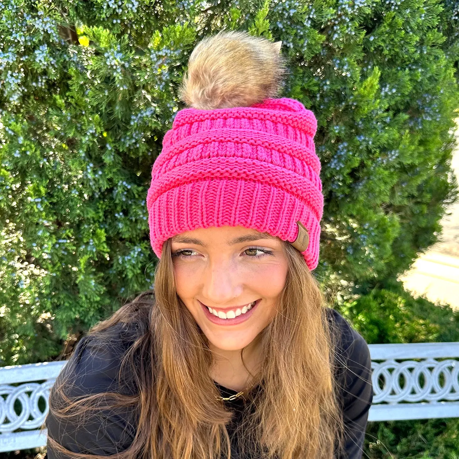 CC Classic Pom Pom Beanie Hot Pink