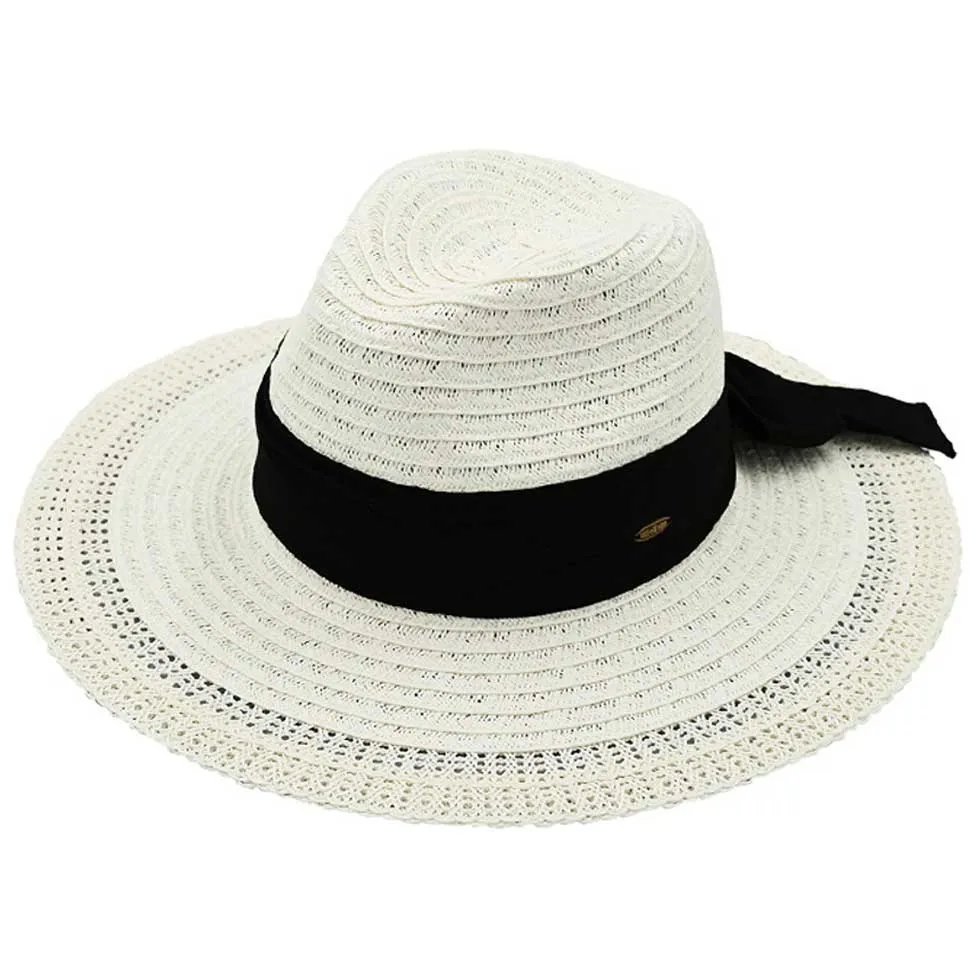 C.C Decorative Net Pattern Panama Sunhat