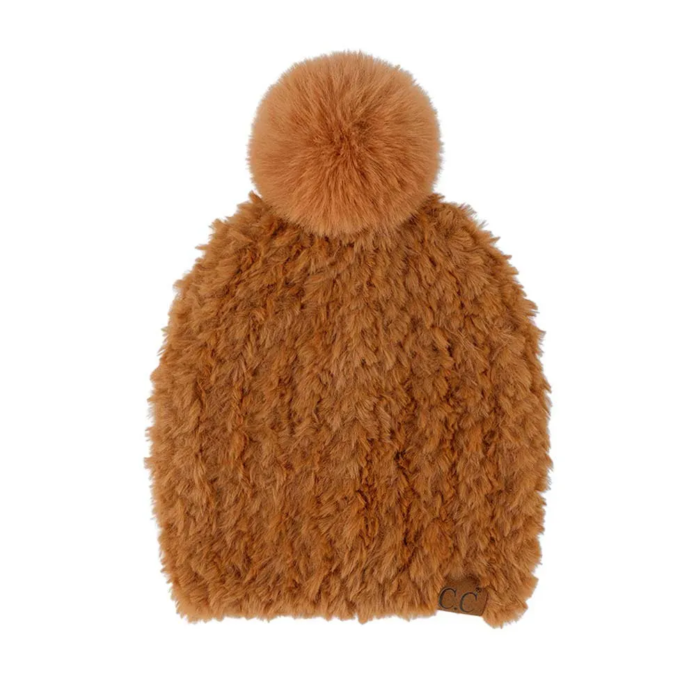 C.C Faux Fur Pom Beanie