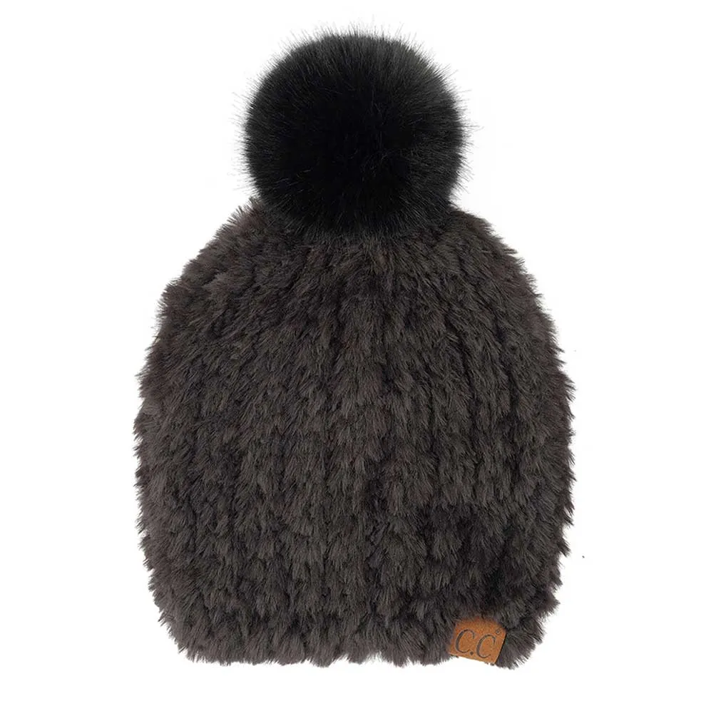 C.C Faux Fur Pom Beanie