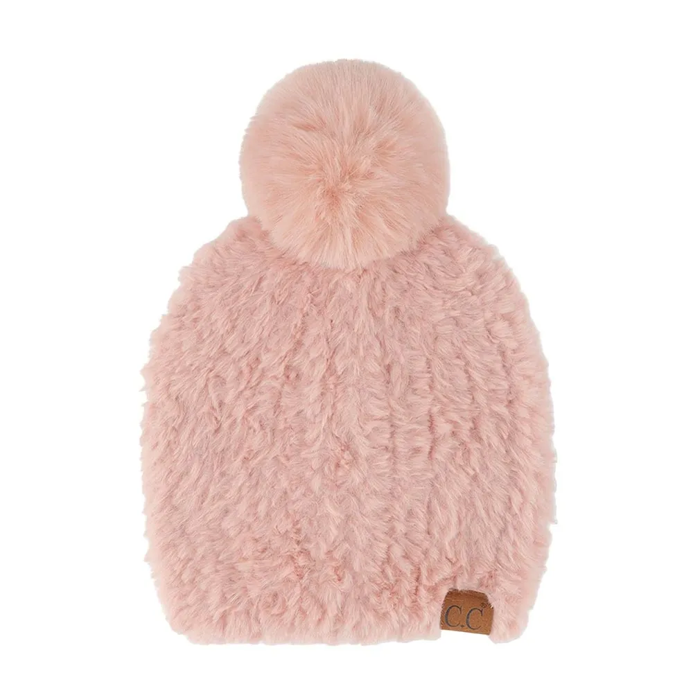 C.C Faux Fur Pom Beanie