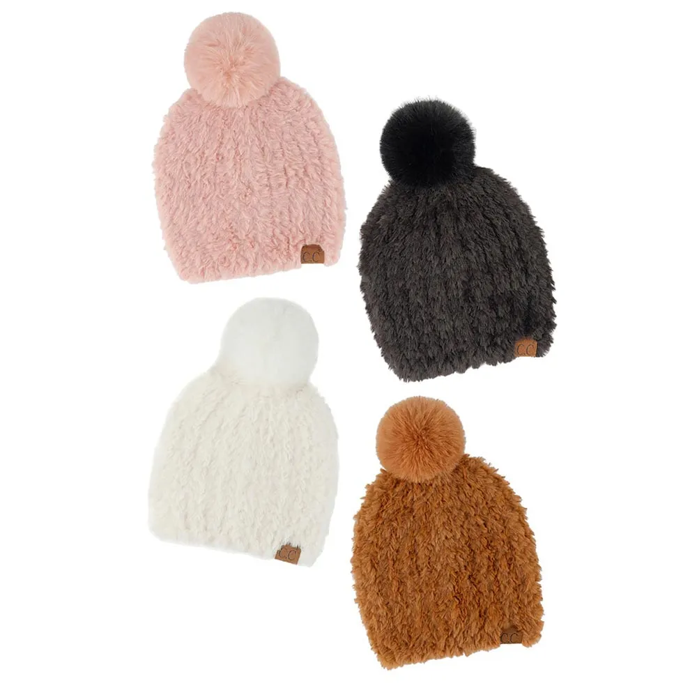 C.C Faux Fur Pom Beanie