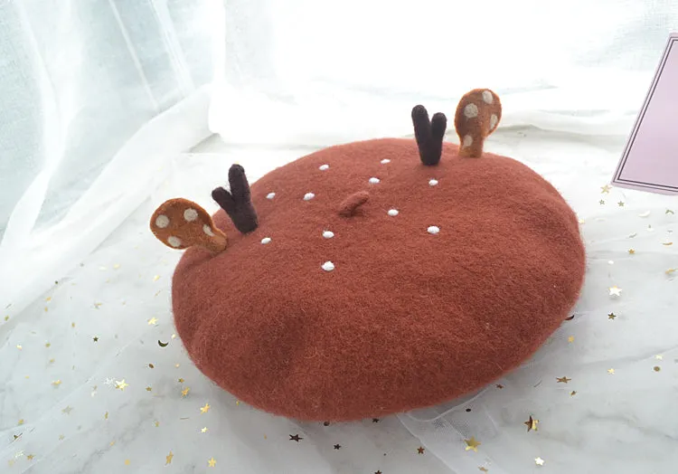 CUTE ANTLER EARS CHRISTMAS BERET BY51016