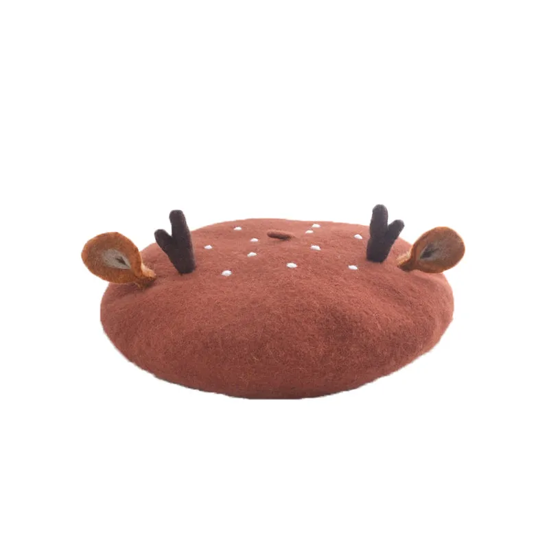 CUTE ANTLER EARS CHRISTMAS BERET BY51016