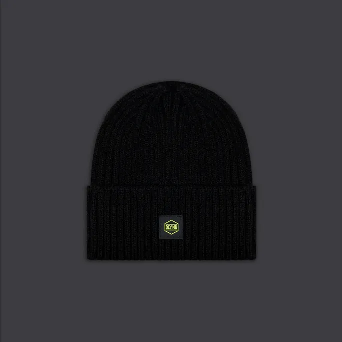 Dolly Noire Logo Label Beanie BE333-HF-02 black-yellow