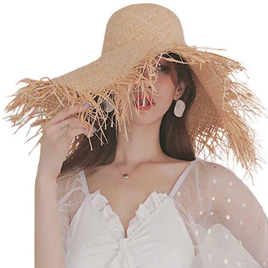 Fashionable Frayed Straw Sun Hat