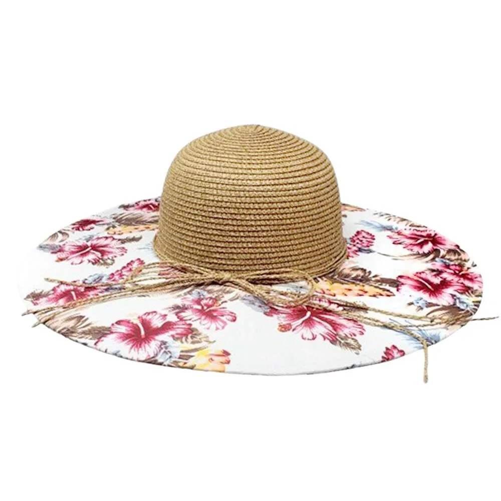 Flower Leaf Patterned Straw Sun Hat