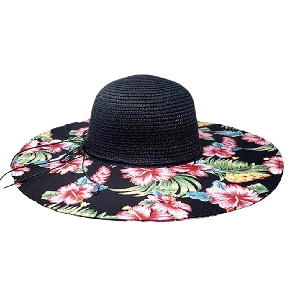 Flower Leaf Patterned Straw Sun Hat