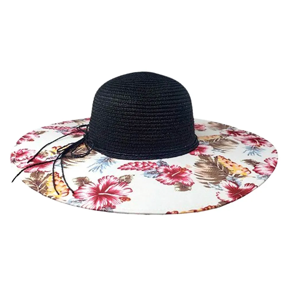 Flower Leaf Patterned Straw Sun Hat