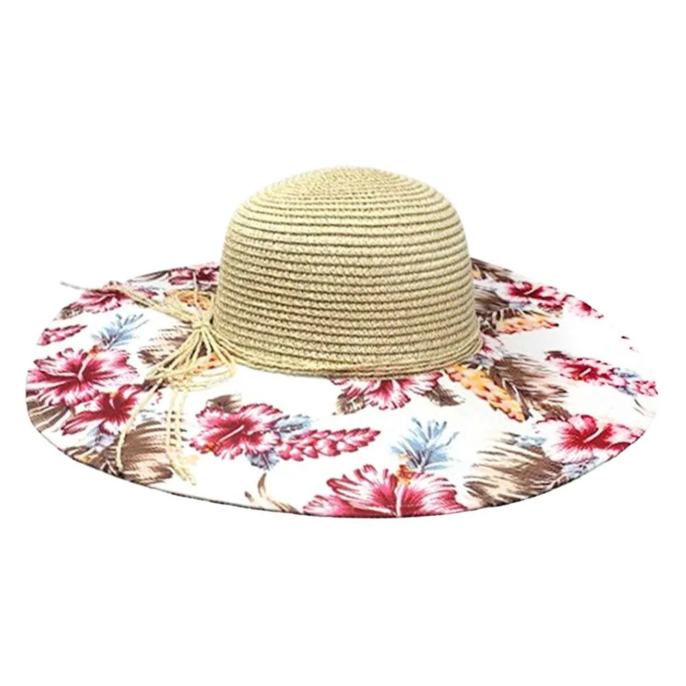 Flower Leaf Patterned Straw Sun Hat