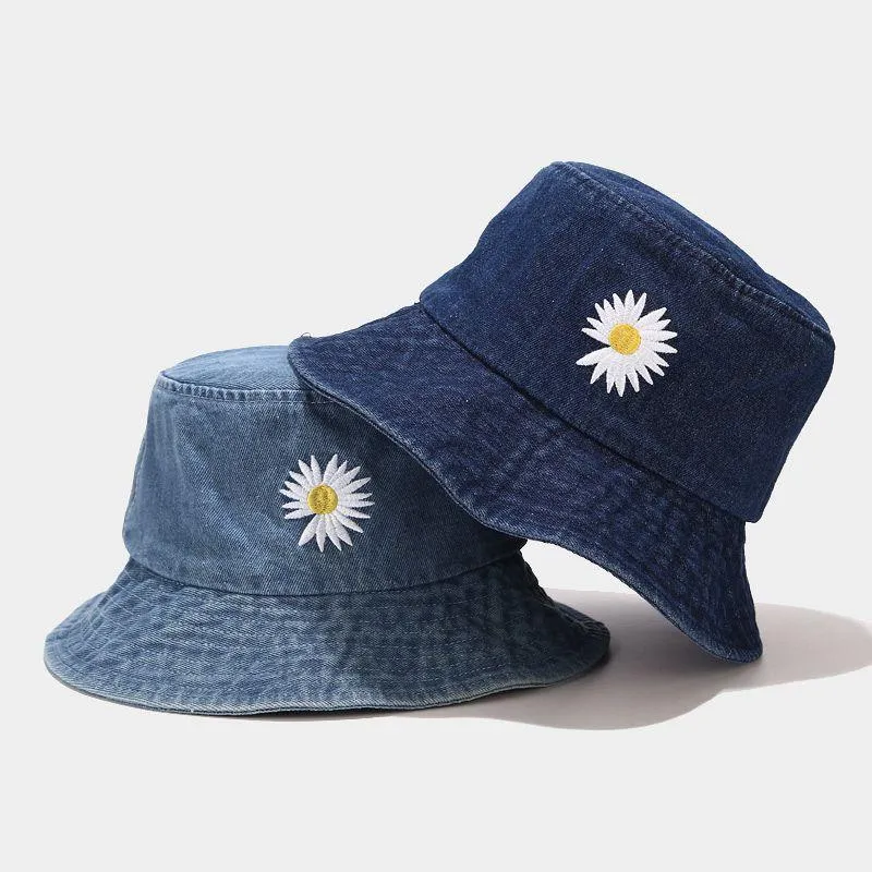 Foldable Fisherman Hat Washed Denim Bucket Hats