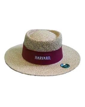 Harvard-Inspired Straw Hat - Stylish Sun Protection Accessory for Outdoor Activities