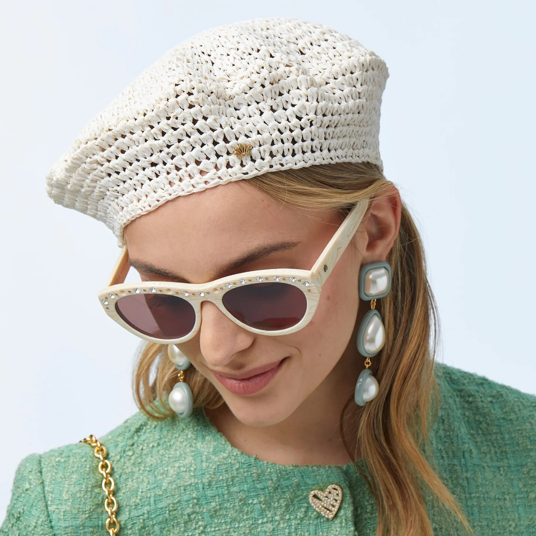 IVORY RAFFIA BERET