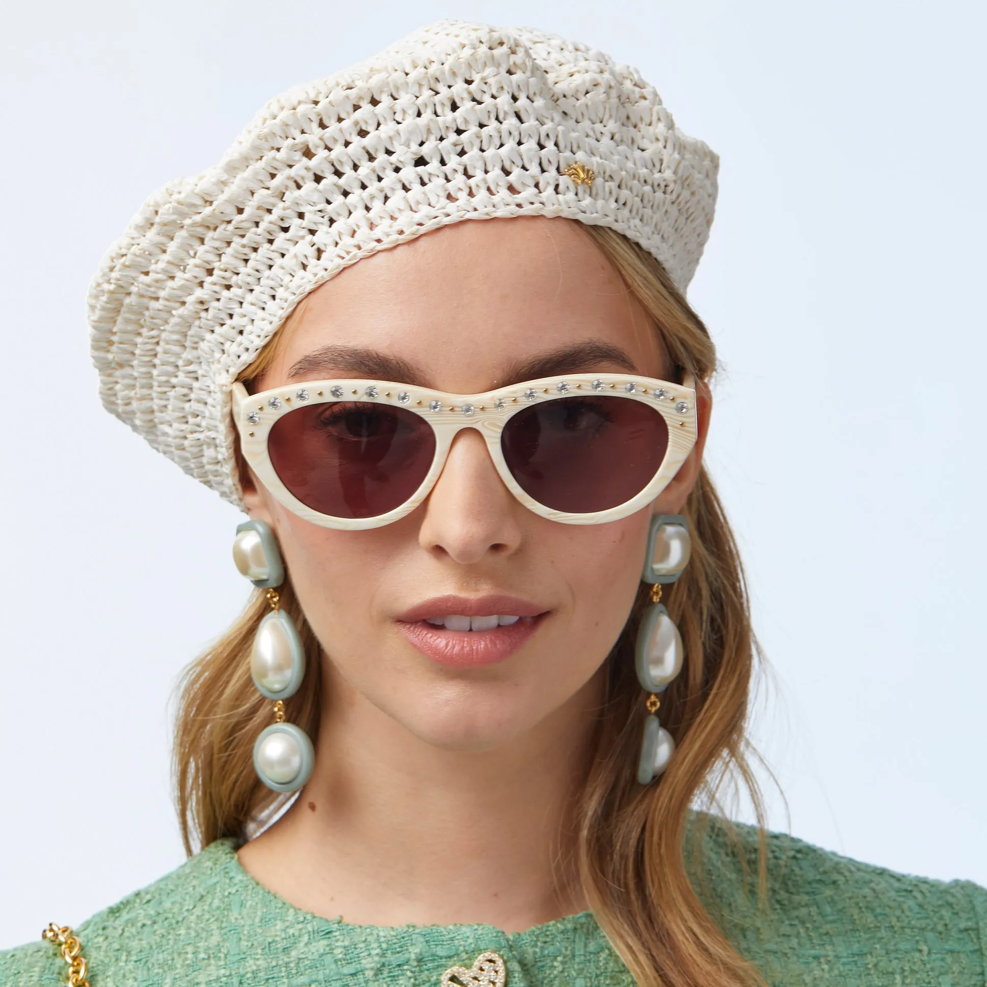 IVORY RAFFIA BERET