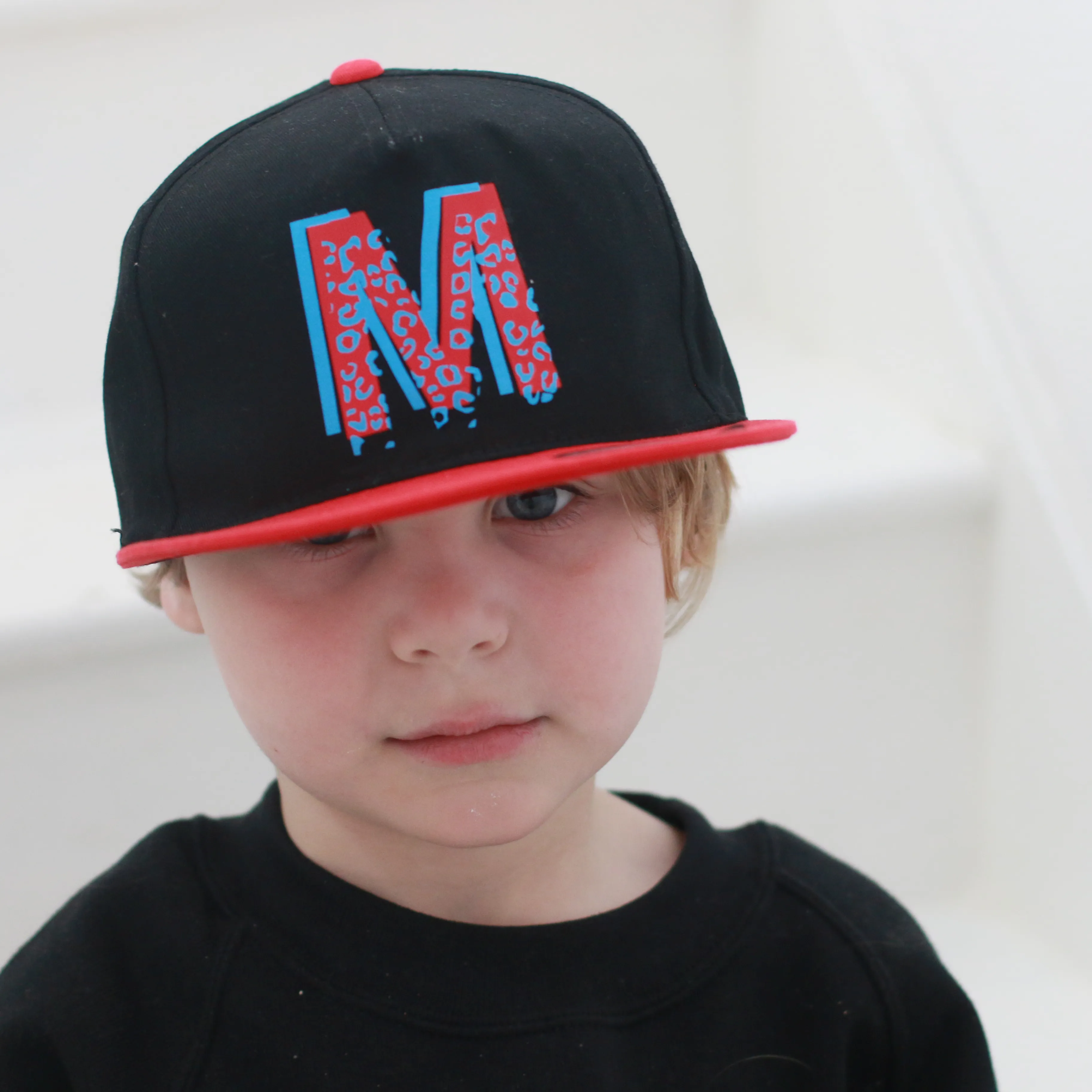 Kids personalised hat- Leopard Initial Snap Back/ Cap