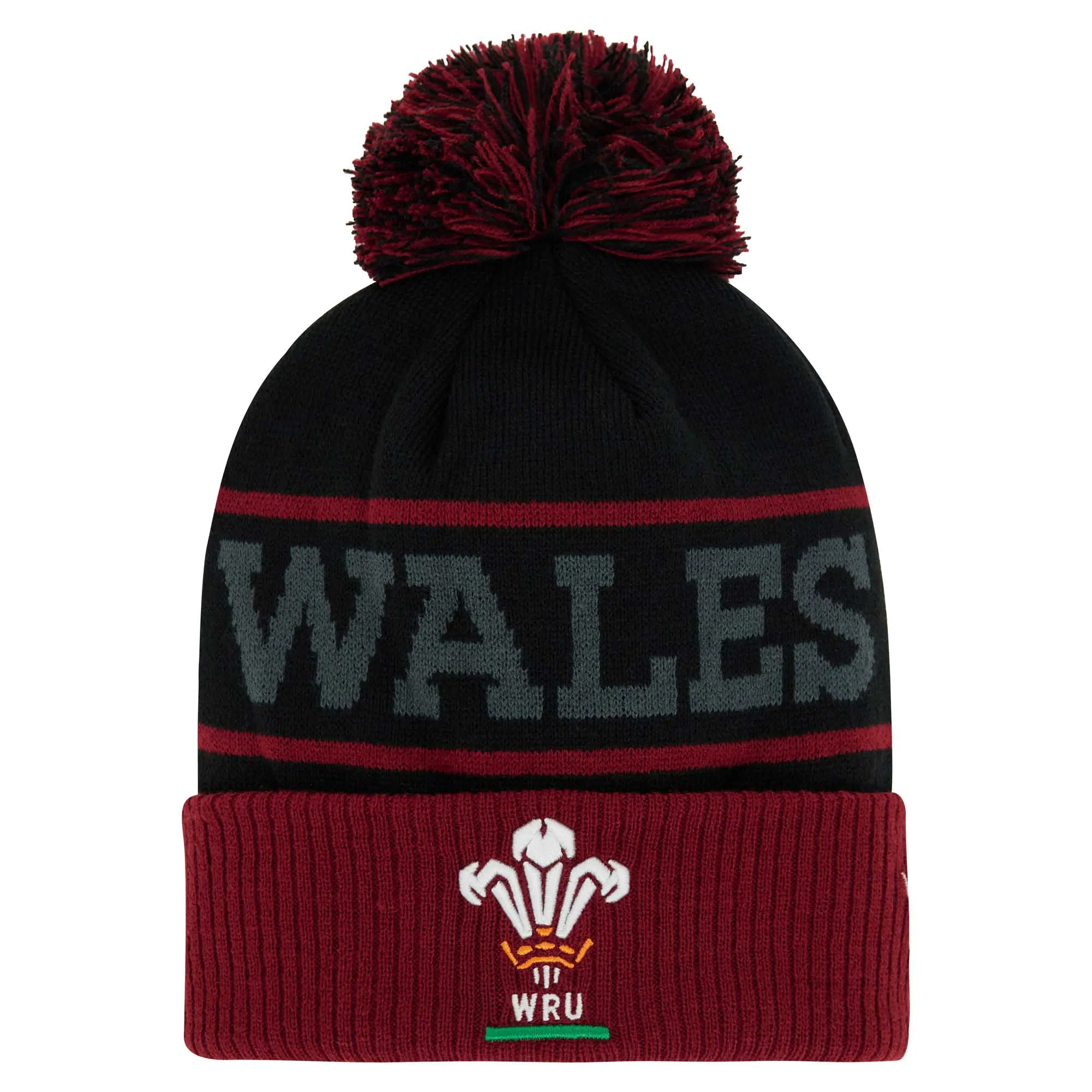 Macron Wales Rugby Bobble Beanie 23/24 - Black