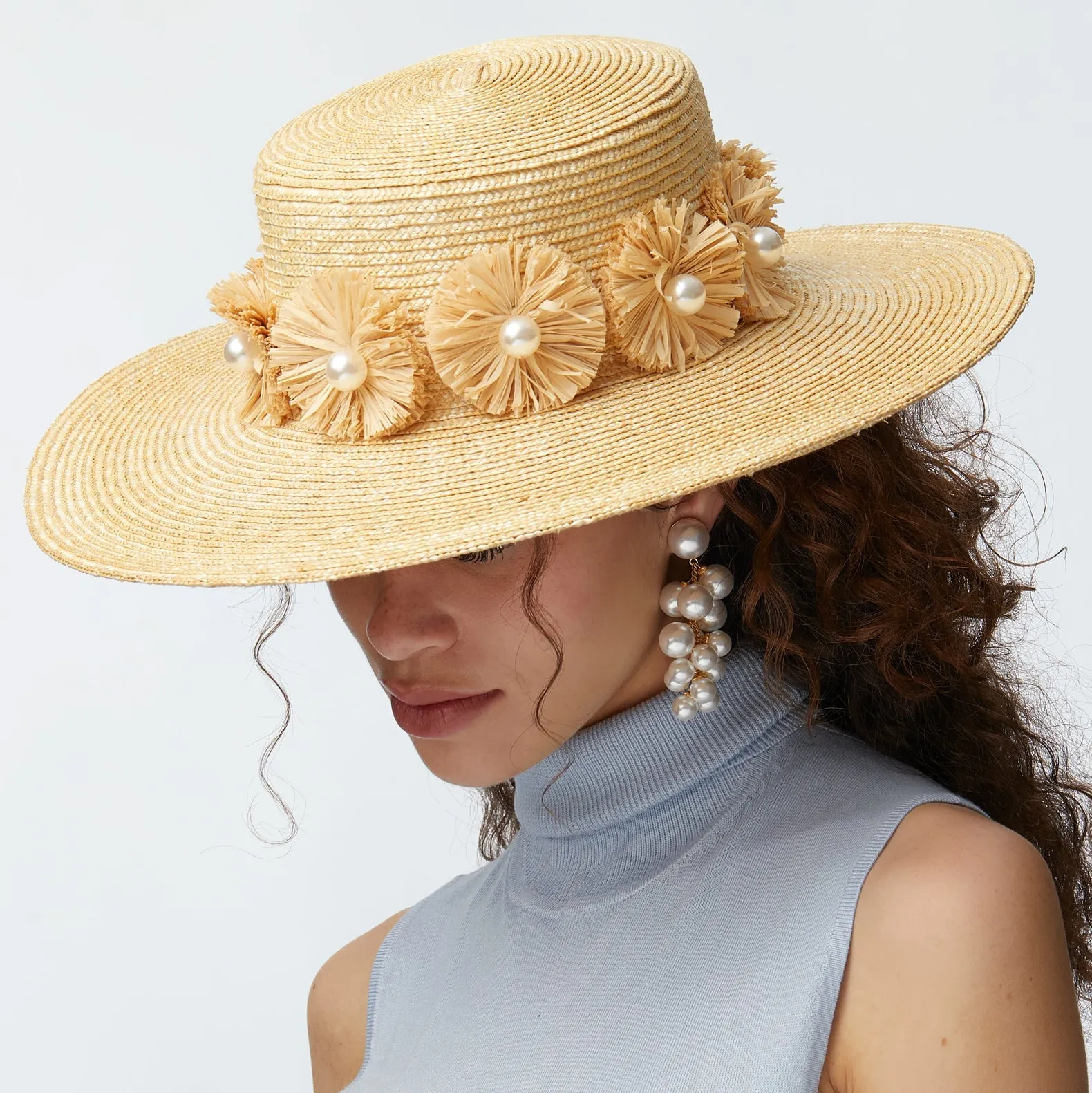 NATURAL CONFETTI EMBELLISHED STRAW HAT