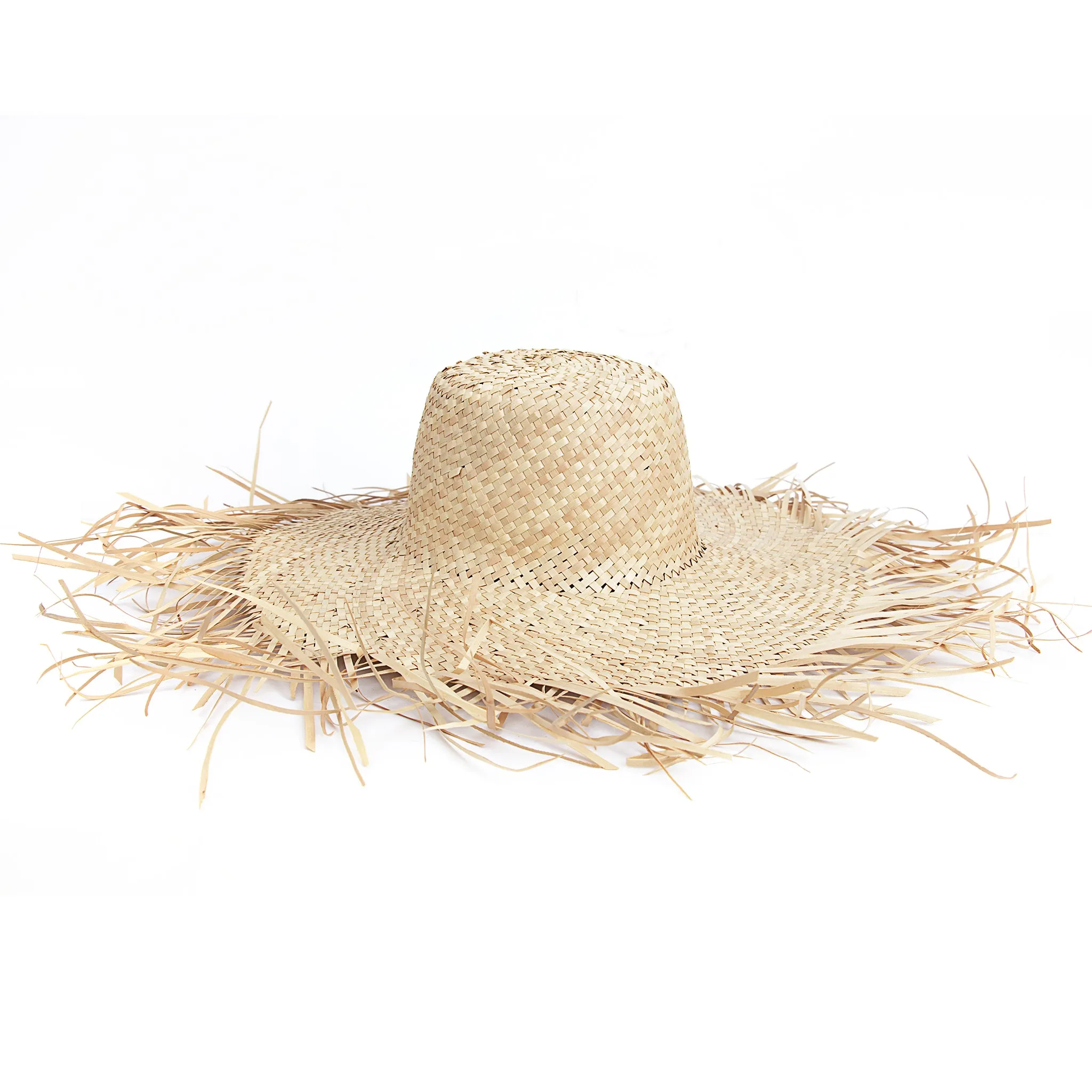 Natural Wide Brimmed w/Frayed Edge Sun Hat