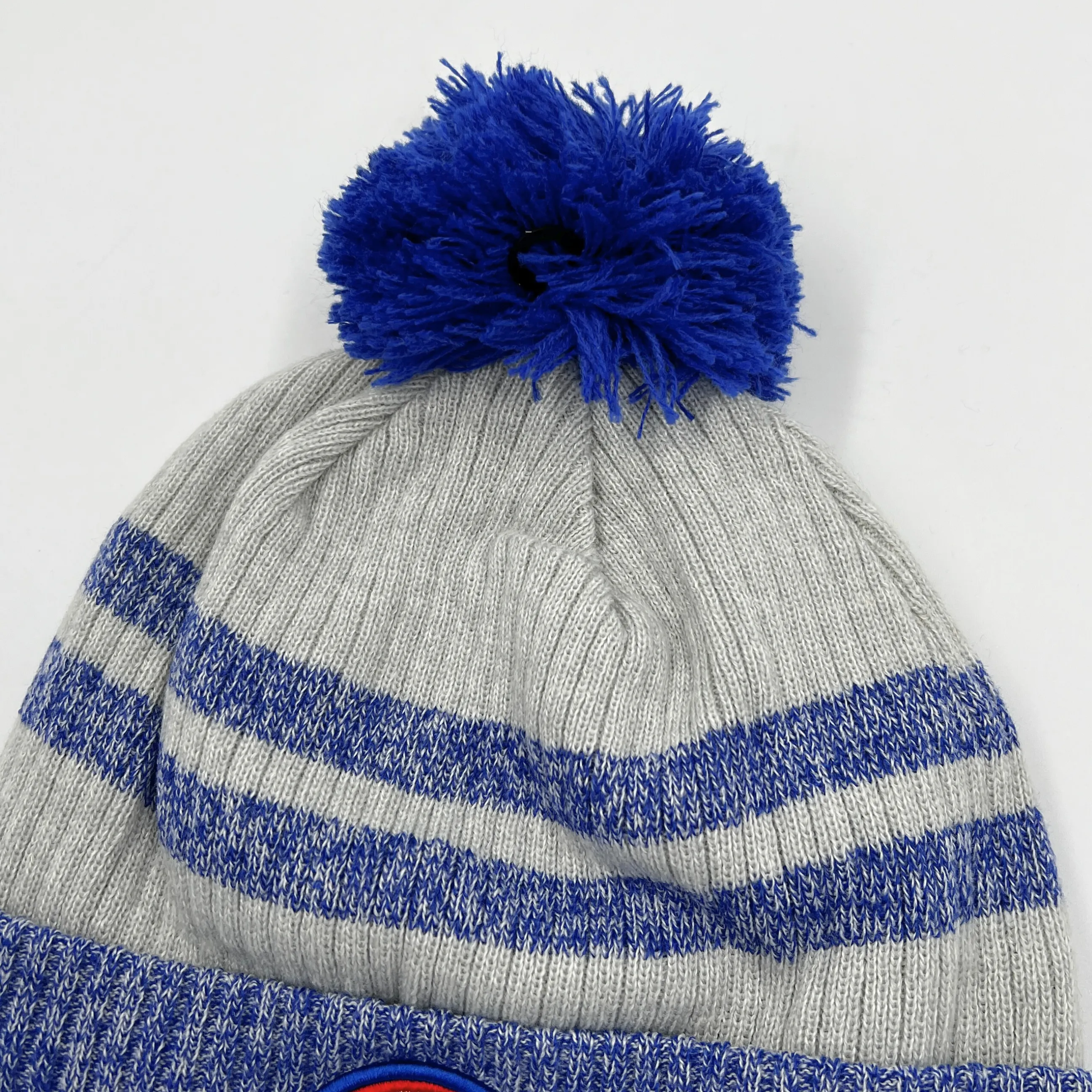 New Era Buffalo Bills Primary Logo Round Patch Gray & Blue Knit Hat