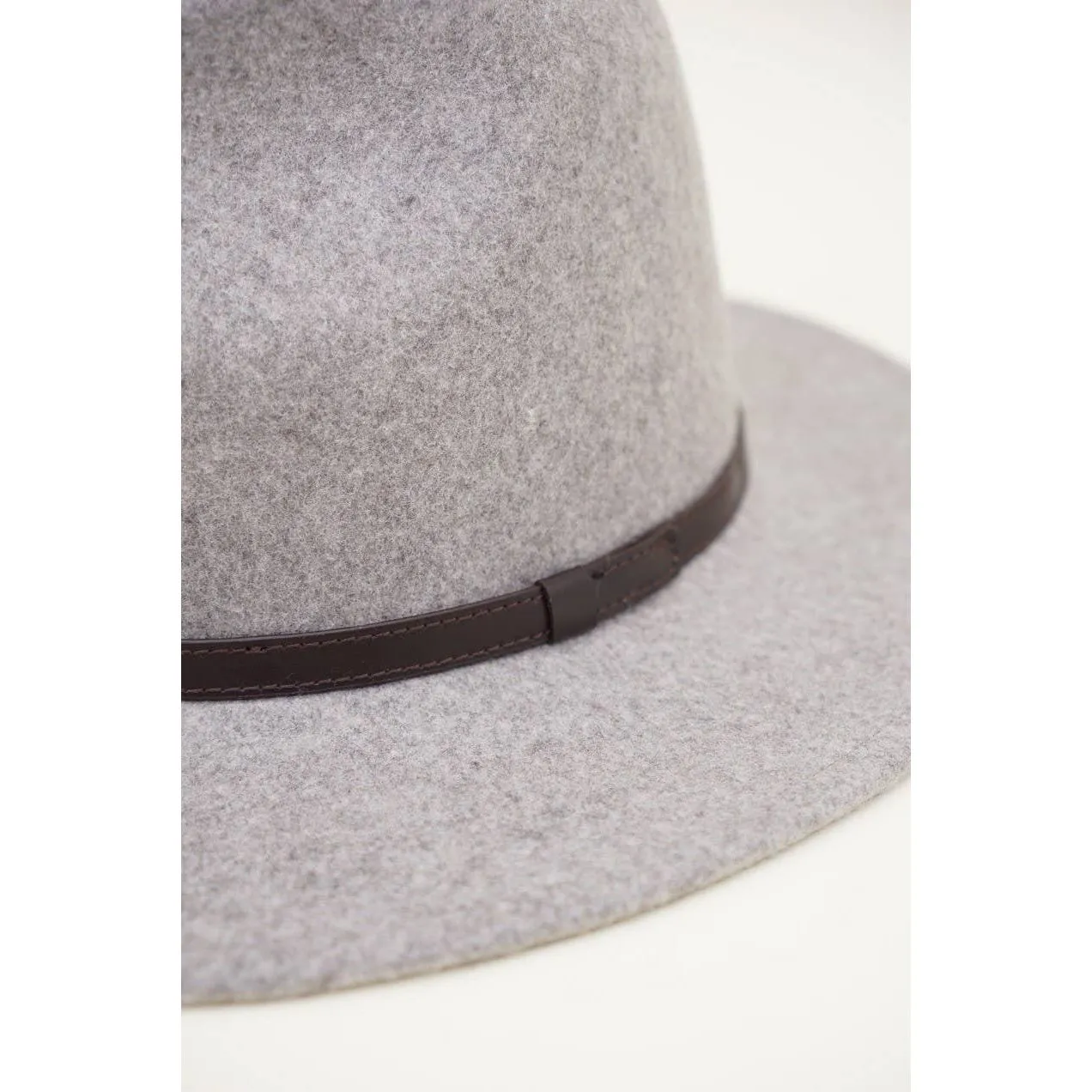 Olive & Pique - GARRISON - 100% Wool Felt Heather Gray Rancher, Vivid Hunter Green Satin Lining Hat