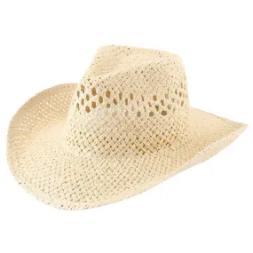 Open Weave Panama Cowboy Straw Hat