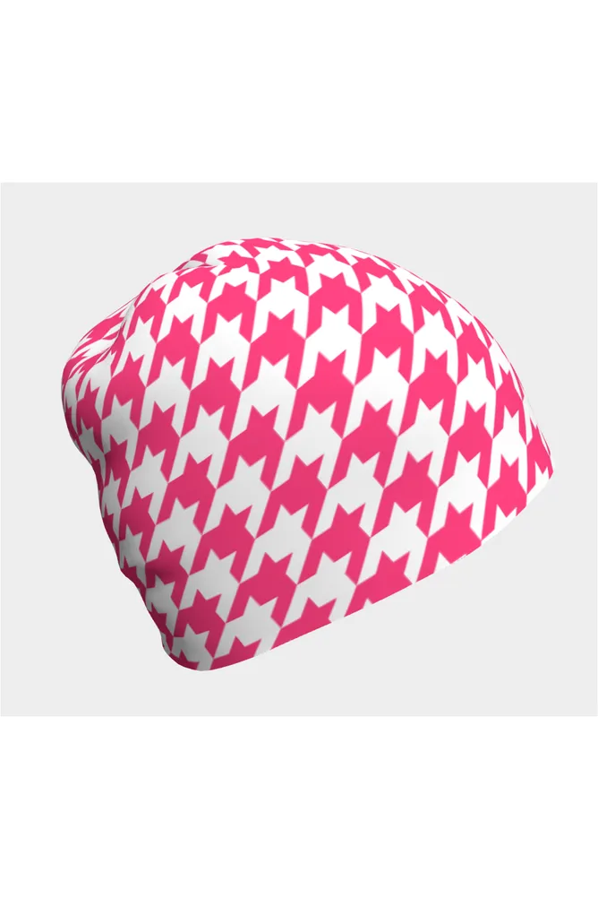 Pink Houndstooth Beanie