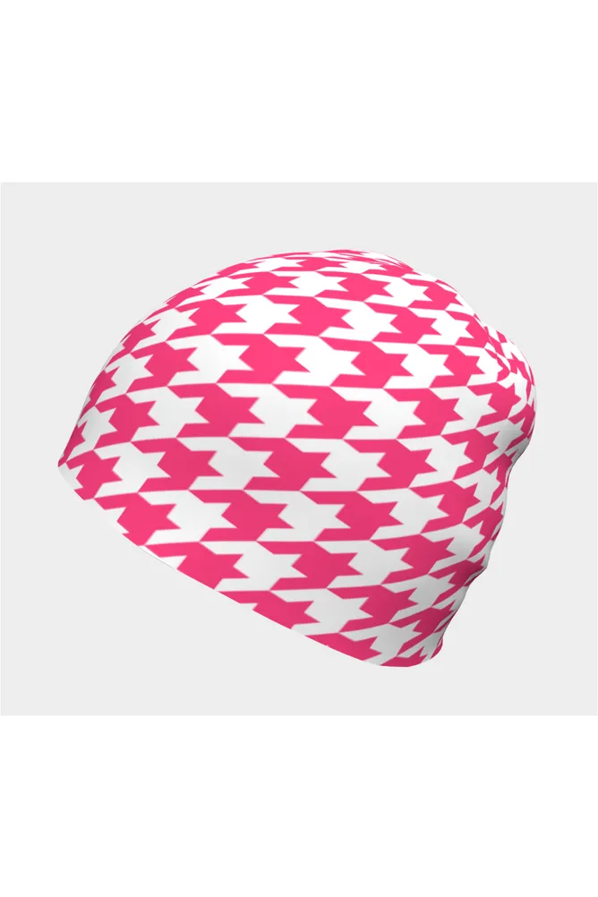 Pink Houndstooth Beanie