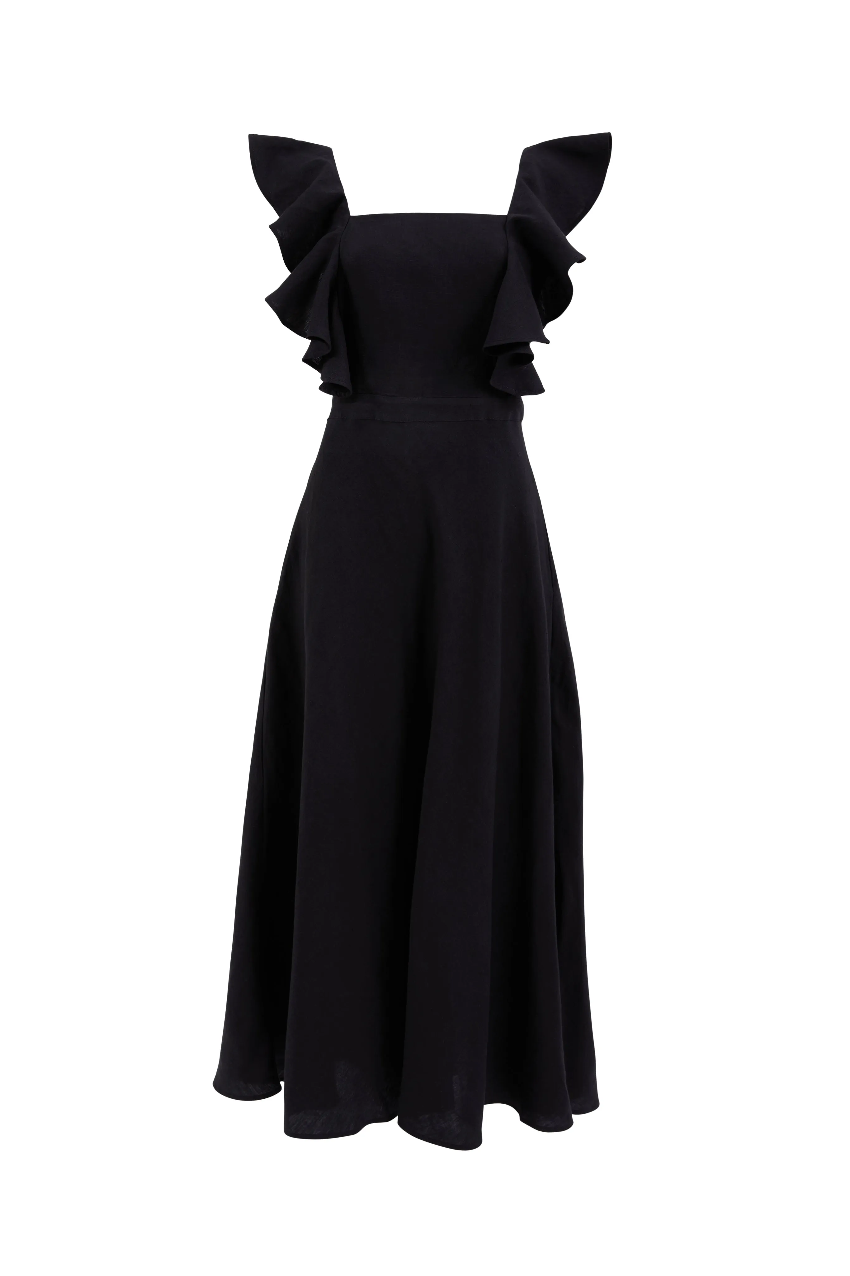 Portia Black Linen Maxi Dress