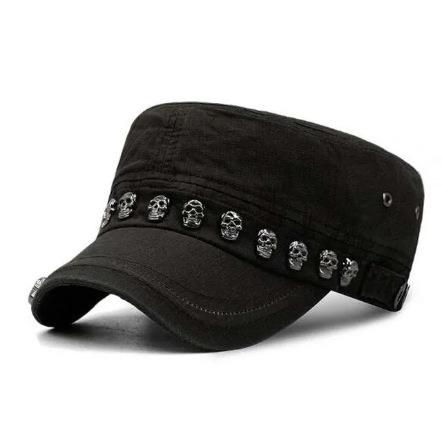 Punk Skull Rivet Cotton Snapback Military Army Cap