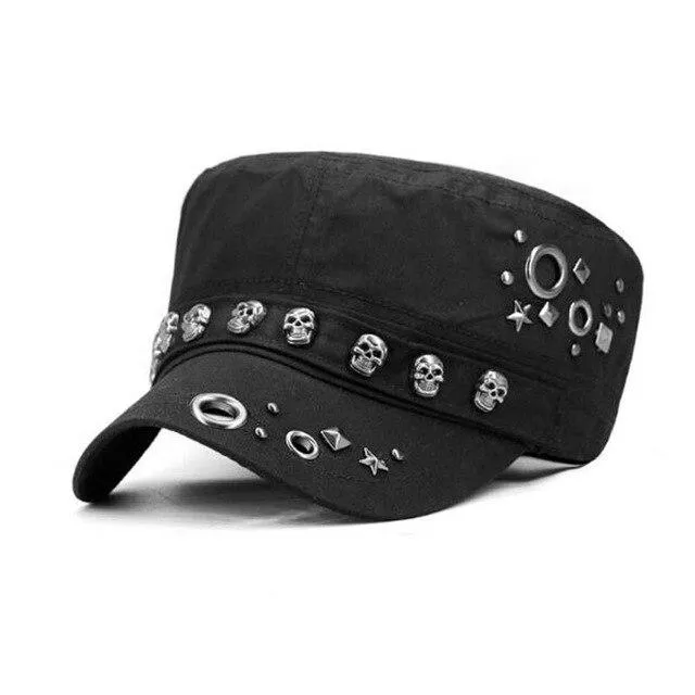 Punk Skull Rivet Cotton Snapback Military Army Cap