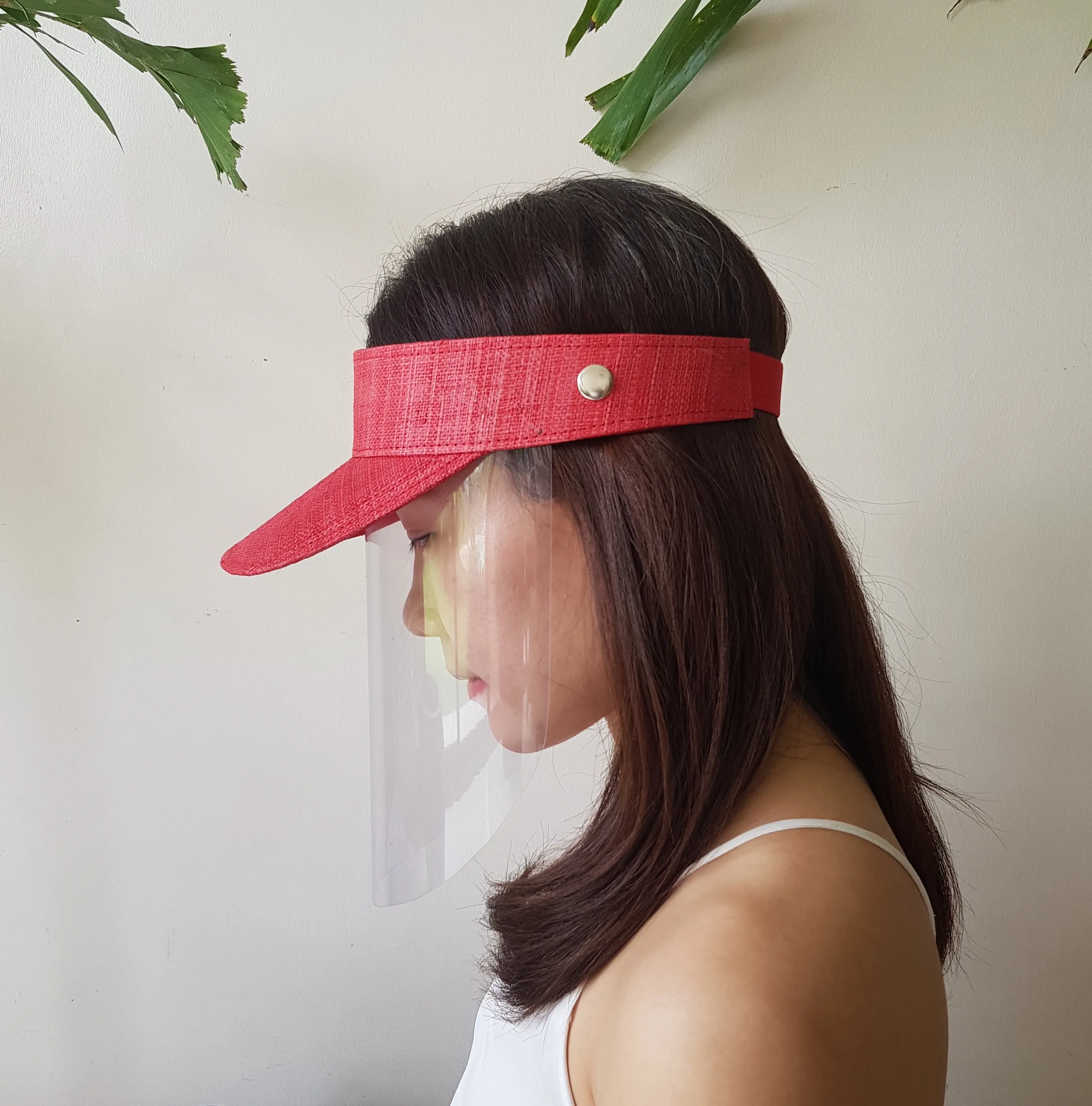 Raffia Visor   Face Shield (Red)