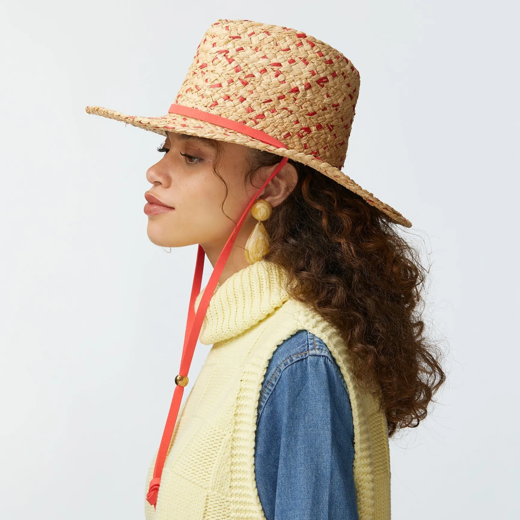 SCARLET TINA TWO-TONE STRAW HAT