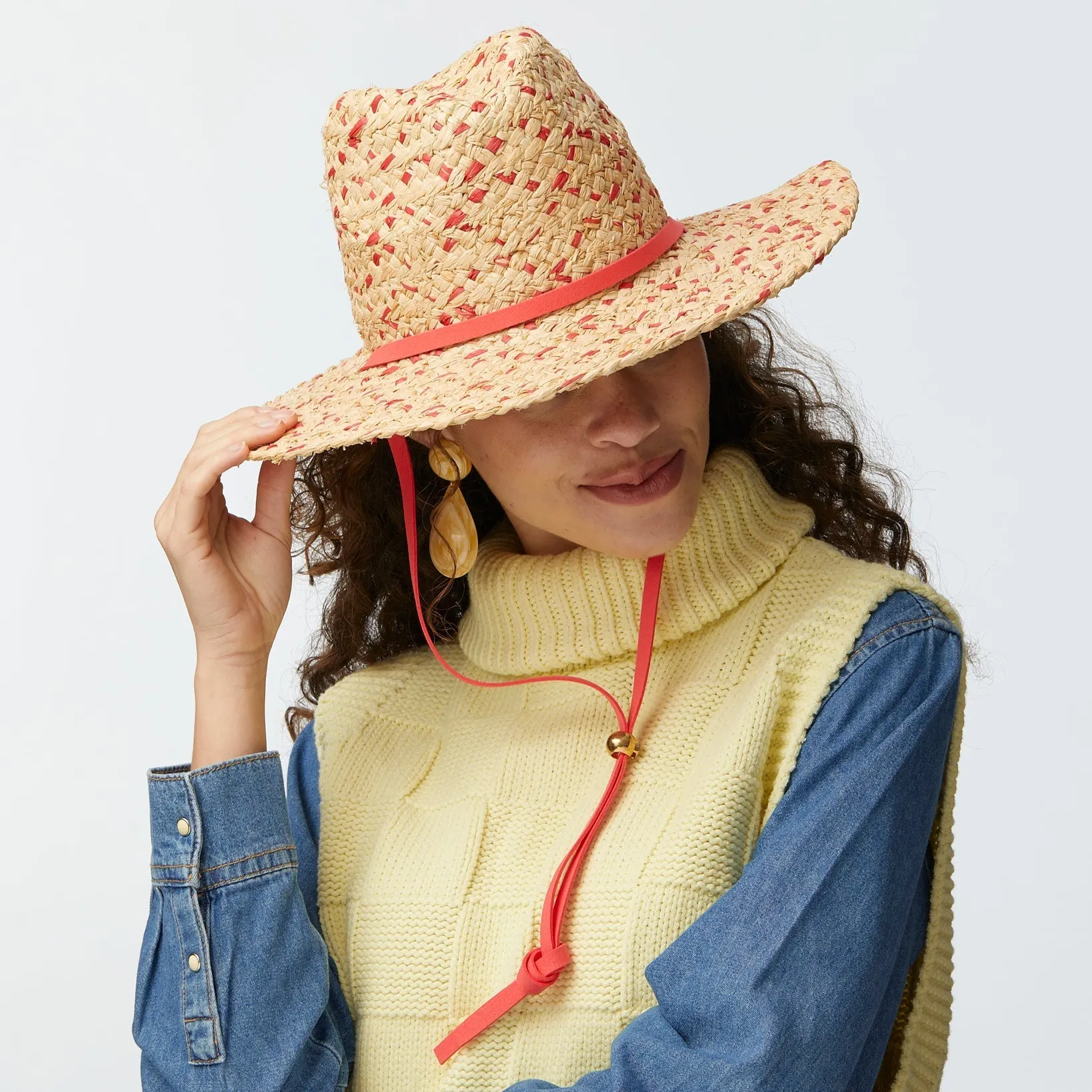 SCARLET TINA TWO-TONE STRAW HAT