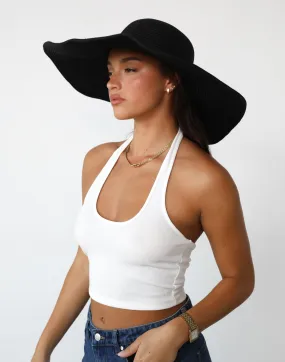 Sofia Wide Brim Straw Hat (Black)