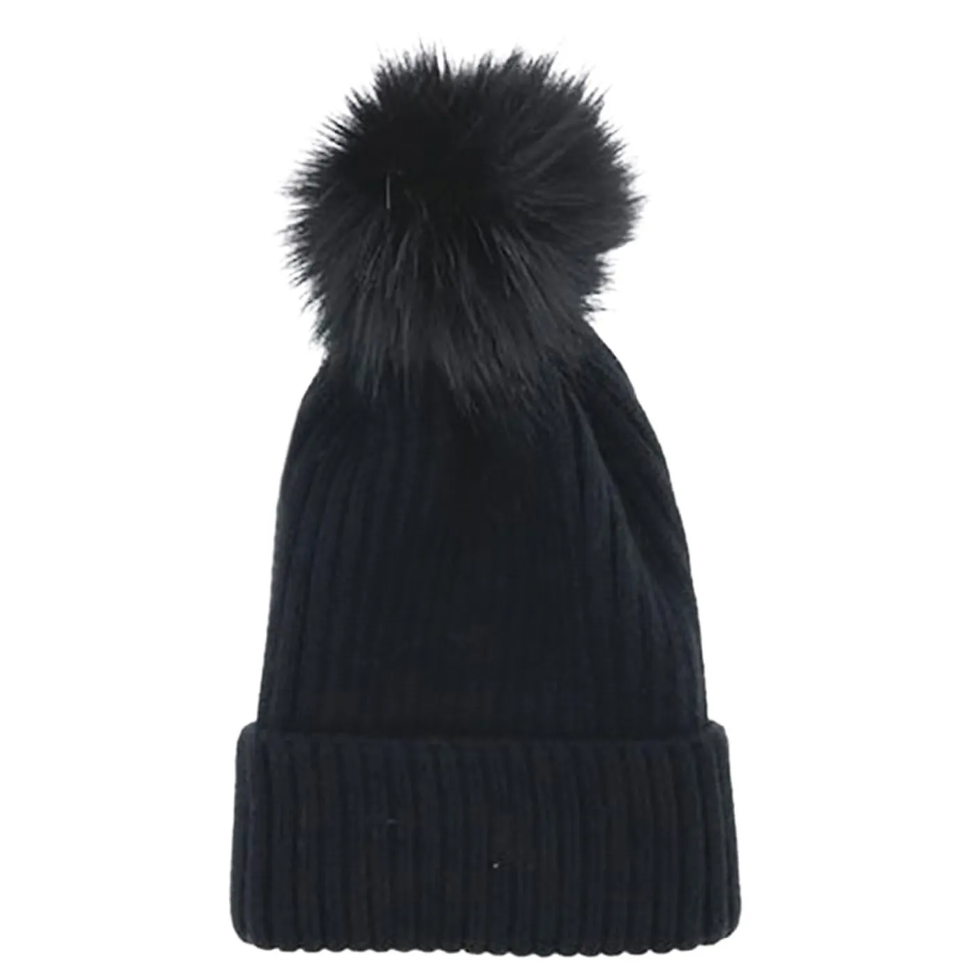 Soft Knit Faux Pom Pom Beanie Hat