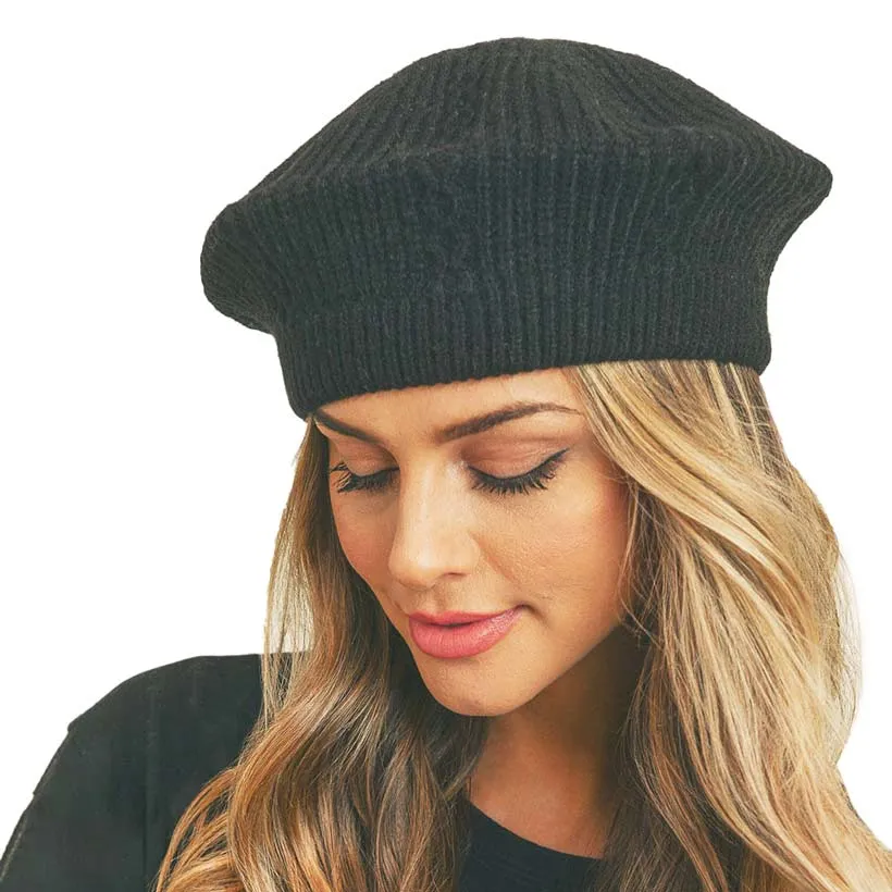 Solid Knit Beret Hat