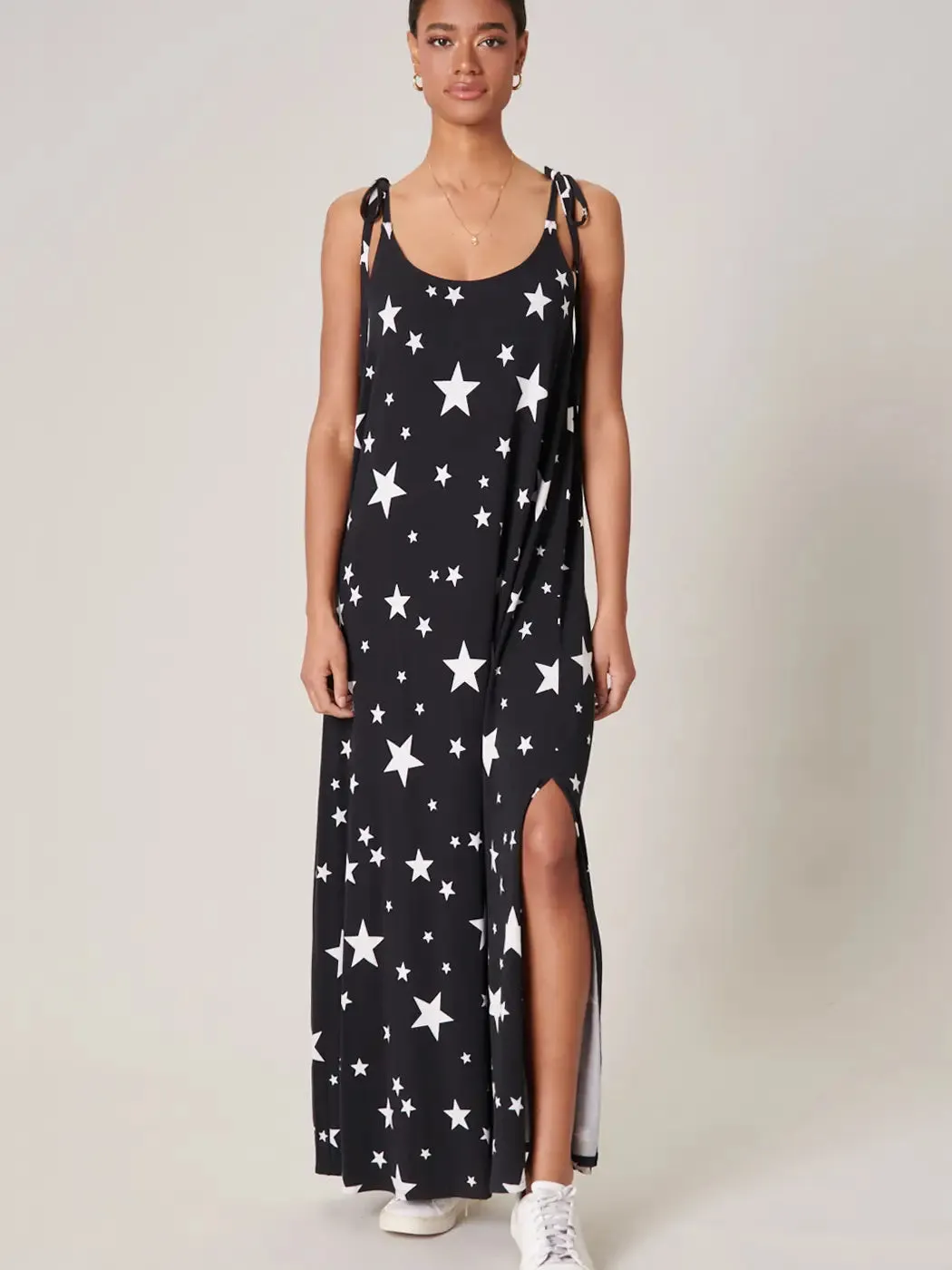 Star Studded Jersey Knit Maxi Dress