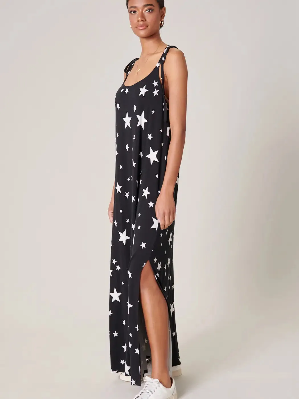 Star Studded Jersey Knit Maxi Dress